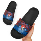 Personalized Newcastle Knights Slide Sandals Polynesian Tribal Pattern Style