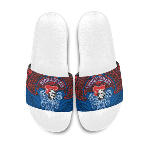 Personalized Newcastle Knights Slide Sandals Polynesian Tribal Pattern Style