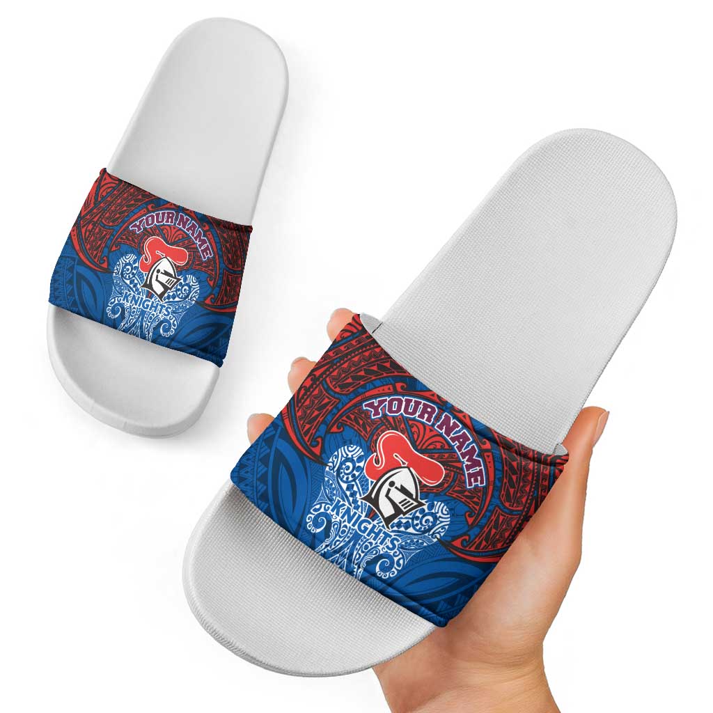 Personalized Newcastle Knights Slide Sandals Polynesian Tribal Pattern Style