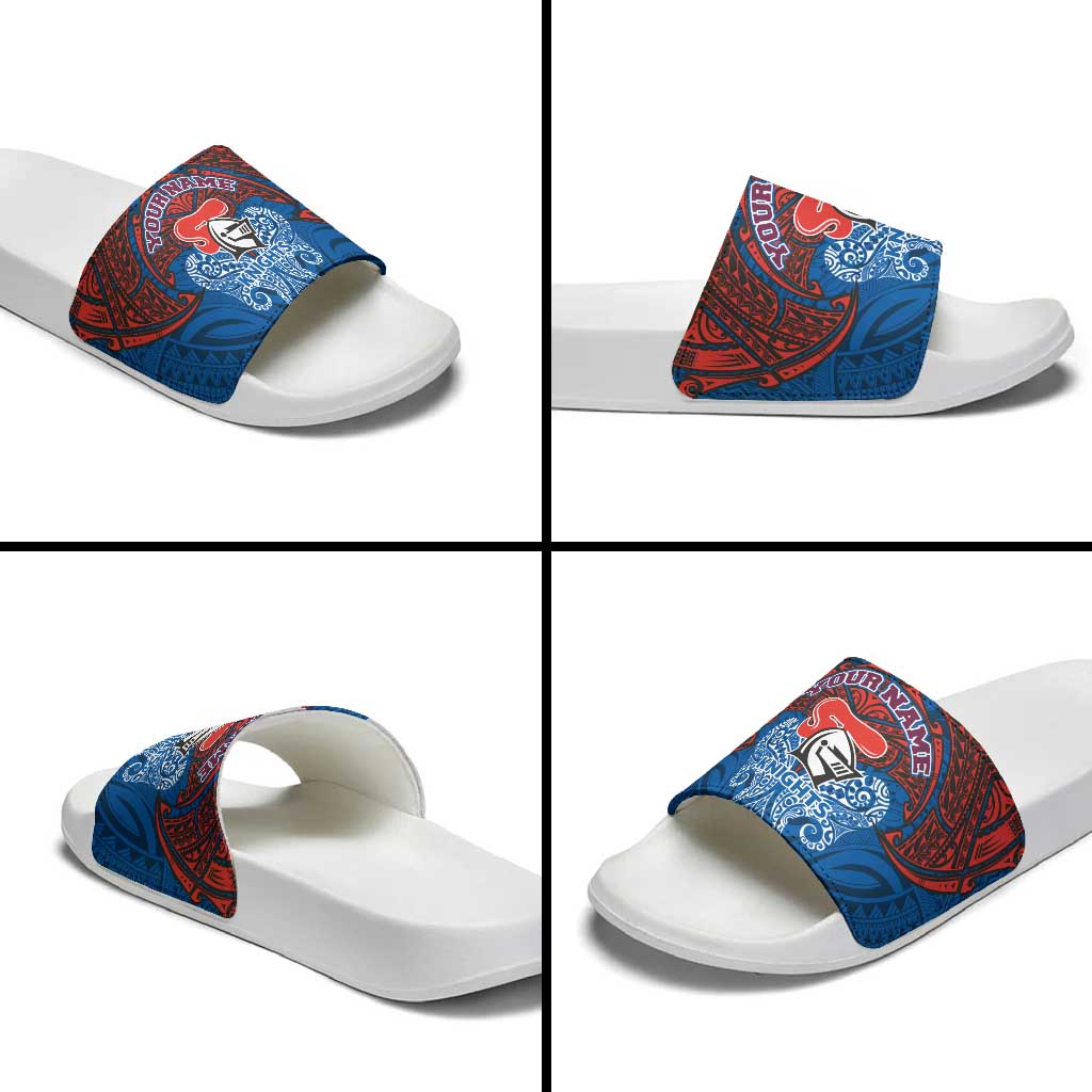 Personalized Newcastle Knights Slide Sandals Polynesian Tribal Pattern Style