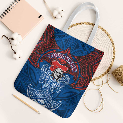 Personalized Newcastle Knights Tote Bag Polynesian Tribal Pattern Style
