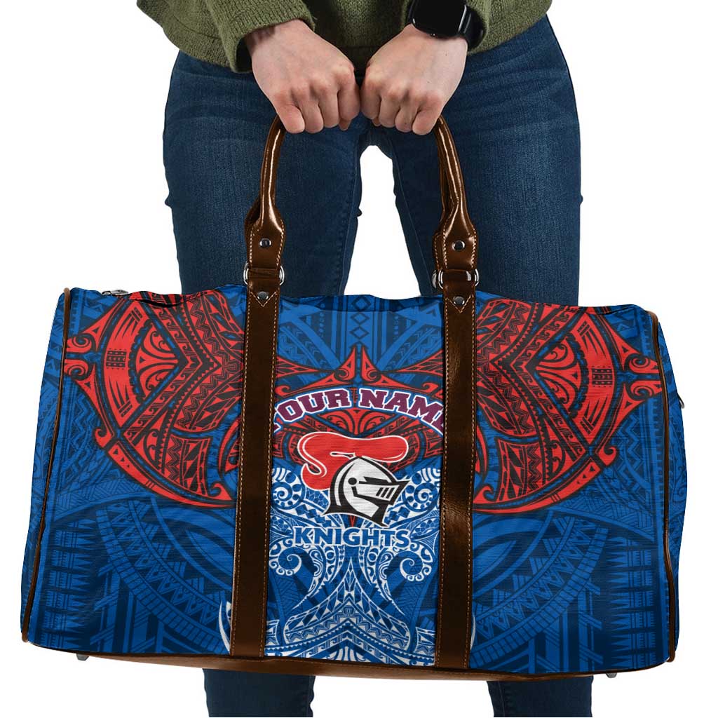 Personalized Newcastle Knights Travel Bag Polynesian Tribal Pattern Style