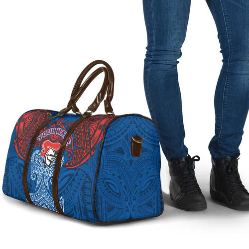 Personalized Newcastle Knights Travel Bag Polynesian Tribal Pattern Style