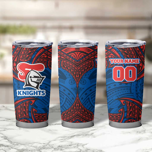 Personalized Newcastle Knights Tumbler Cup Polynesian Tribal Pattern Style