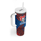 Personalized Newcastle Knights Tumbler With Handle Polynesian Tribal Pattern Style