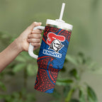 Personalized Newcastle Knights Tumbler With Handle Polynesian Tribal Pattern Style