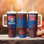 Personalized Newcastle Knights Tumbler With Handle Polynesian Tribal Pattern Style
