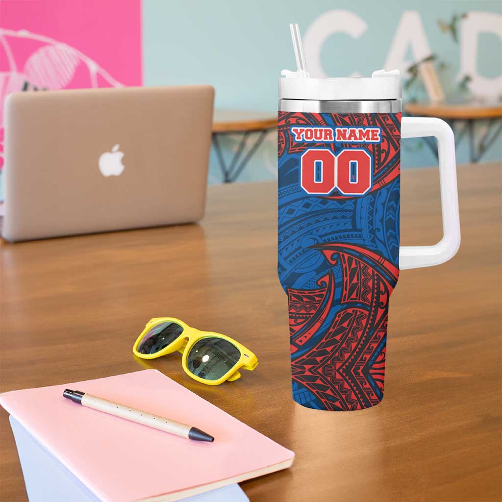 Personalized Newcastle Knights Tumbler With Handle Polynesian Tribal Pattern Style