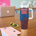 Personalized Newcastle Knights Tumbler With Handle Polynesian Tribal Pattern Style