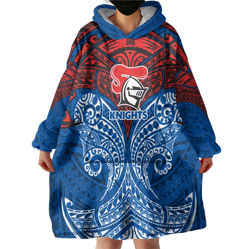 Personalized Newcastle Knights Wearable Blanket Hoodie Polynesian Tribal Pattern Style