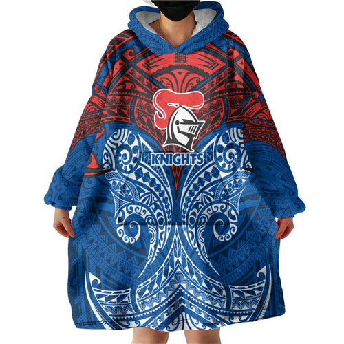 Personalized Newcastle Knights Wearable Blanket Hoodie Polynesian Tribal Pattern Style