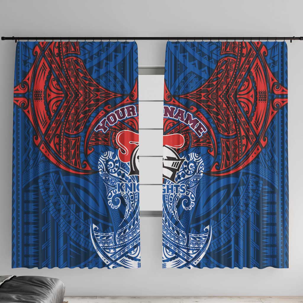 Personalized Newcastle Knights Window Curtain Polynesian Tribal Pattern Style