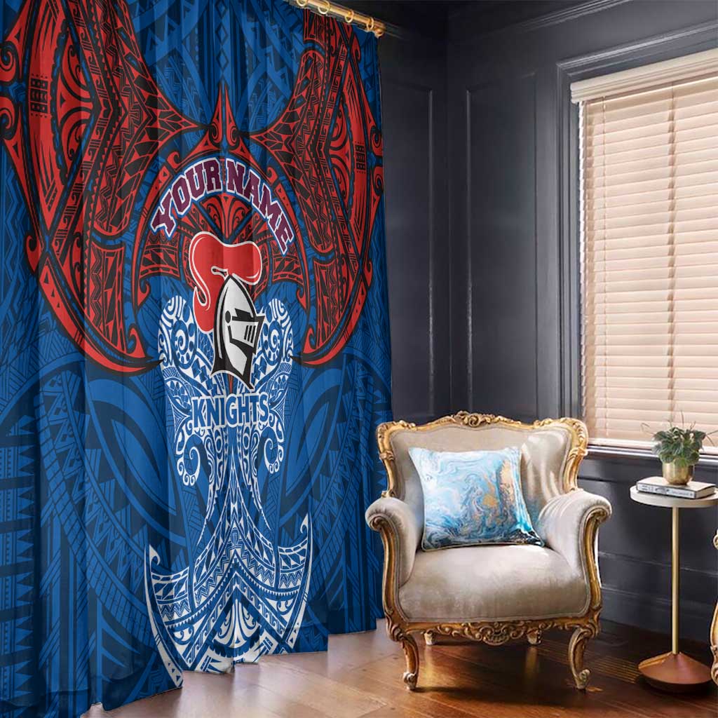 Personalized Newcastle Knights Window Curtain Polynesian Tribal Pattern Style