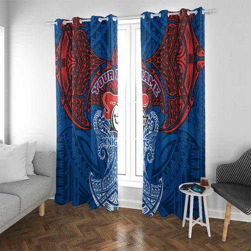 Personalized Newcastle Knights Window Curtain Polynesian Tribal Pattern Style