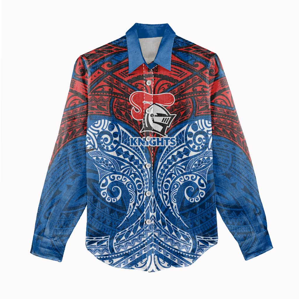 Personalized Newcastle Knights Women Casual Shirt Polynesian Tribal Pattern Style