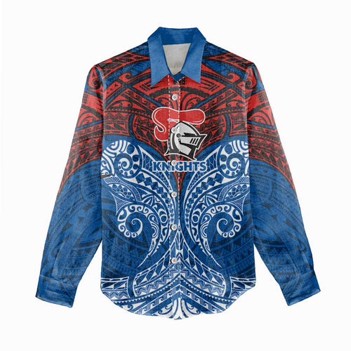 Personalized Newcastle Knights Women Casual Shirt Polynesian Tribal Pattern Style