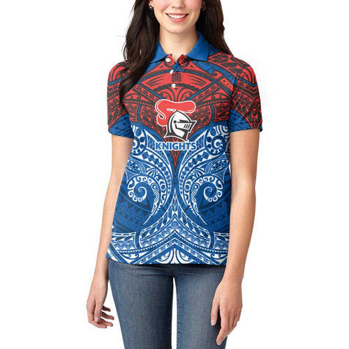 Personalized Newcastle Knights Women Polo Shirt Polynesian Tribal Pattern Style