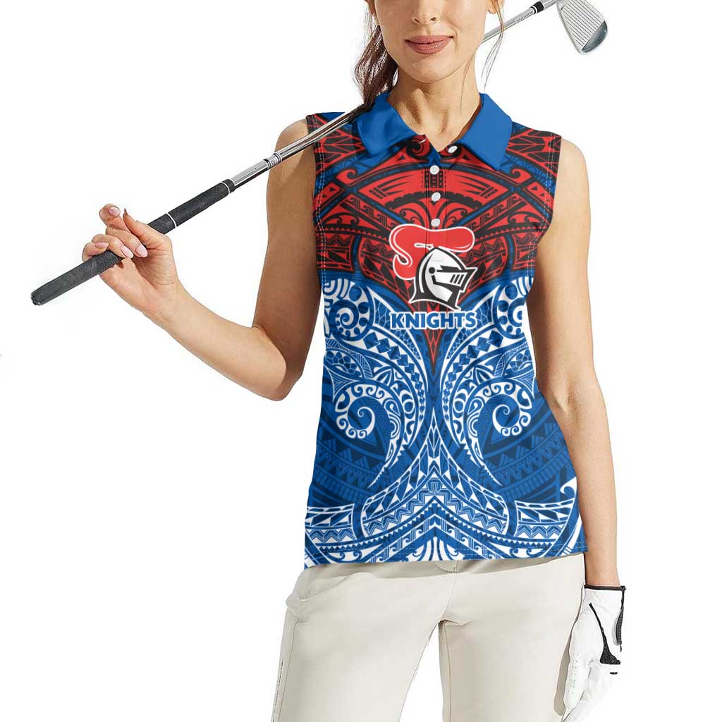 Personalized Newcastle Knights Women Sleeveless Polo Shirt Polynesian Tribal Pattern Style