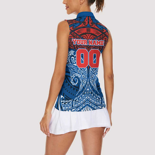 Personalized Newcastle Knights Women Sleeveless Polo Shirt Polynesian Tribal Pattern Style