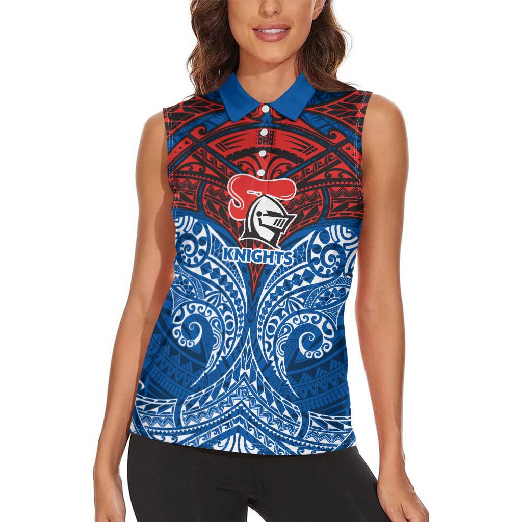 Personalized Newcastle Knights Women Sleeveless Polo Shirt Polynesian Tribal Pattern Style