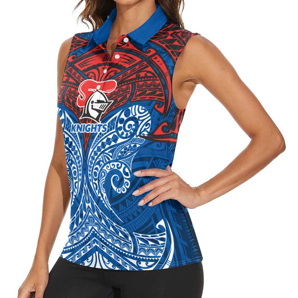 Personalized Newcastle Knights Women Sleeveless Polo Shirt Polynesian Tribal Pattern Style