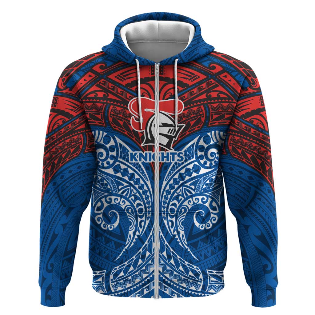 Personalized Newcastle Knights Zip Hoodie Polynesian Tribal Pattern Style
