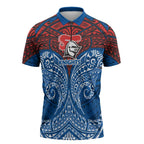 Personalized Newcastle Knights Zipper Polo Shirt Polynesian Tribal Pattern Style