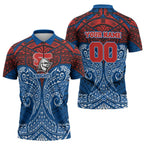 Personalized Newcastle Knights Zipper Polo Shirt Polynesian Tribal Pattern Style