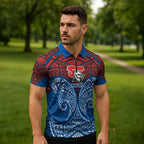 Personalized Newcastle Knights Zipper Polo Shirt Polynesian Tribal Pattern Style