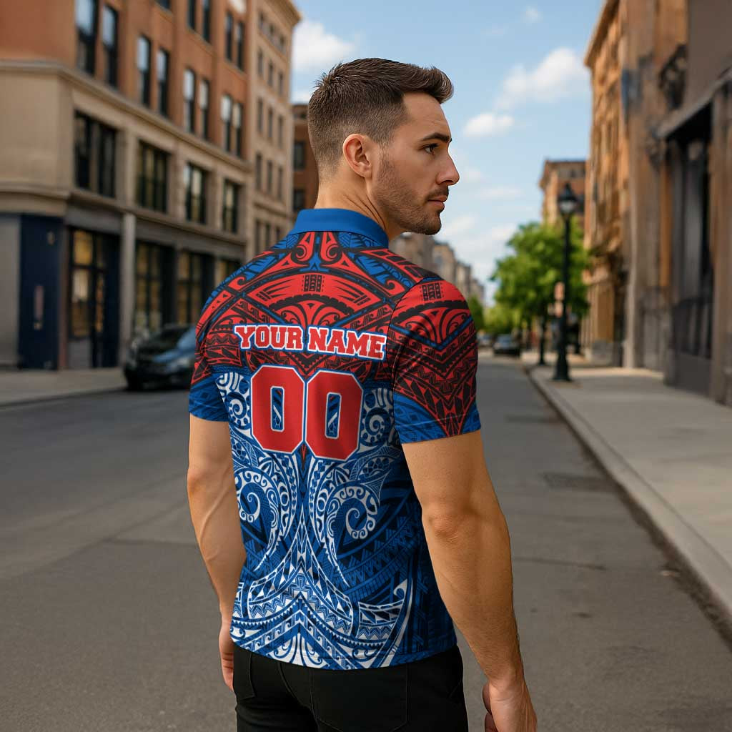 Personalized Newcastle Knights Zipper Polo Shirt Polynesian Tribal Pattern Style