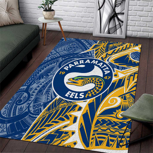Parramatta Eels Area Rug Polynesian Tribal Tattoo Pacific Sport Art