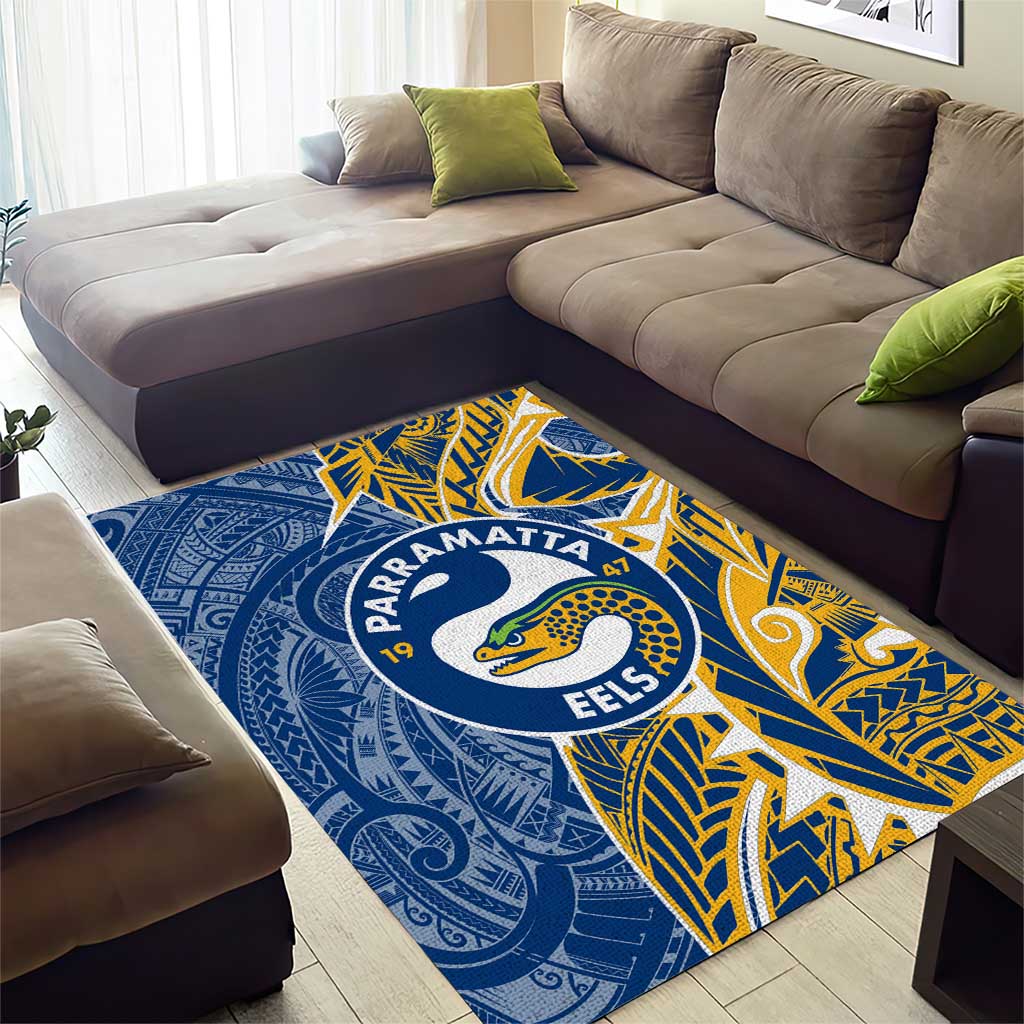 Parramatta Eels Area Rug Polynesian Tribal Tattoo Pacific Sport Art