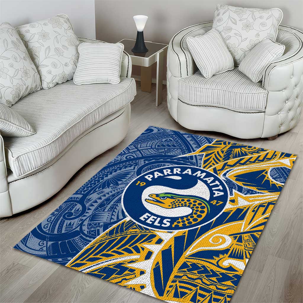 Parramatta Eels Area Rug Polynesian Tribal Tattoo Pacific Sport Art