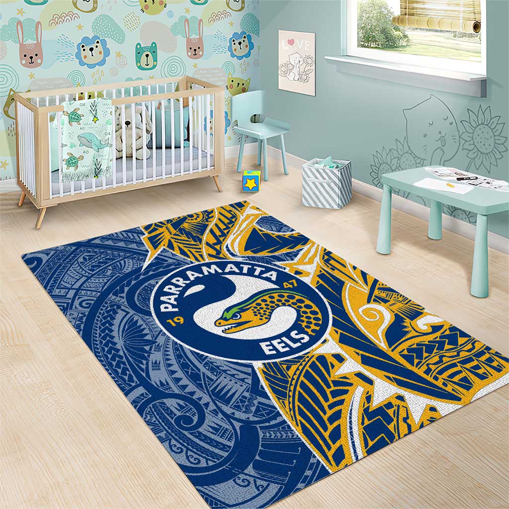 Parramatta Eels Area Rug Polynesian Tribal Tattoo Pacific Sport Art