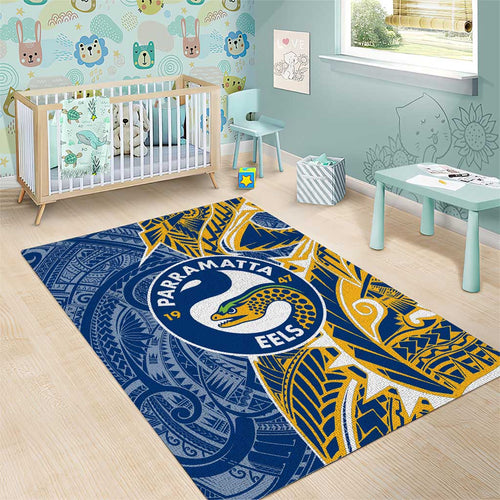 Parramatta Eels Area Rug Polynesian Tribal Tattoo Pacific Sport Art