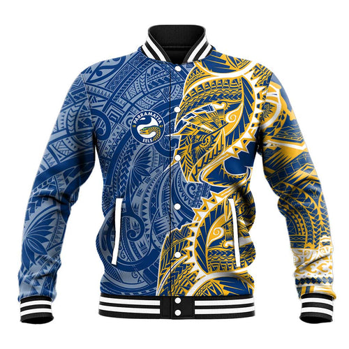 Parramatta Eels Baseball Jacket Polynesian Tribal Tattoo Pacific Sport Art