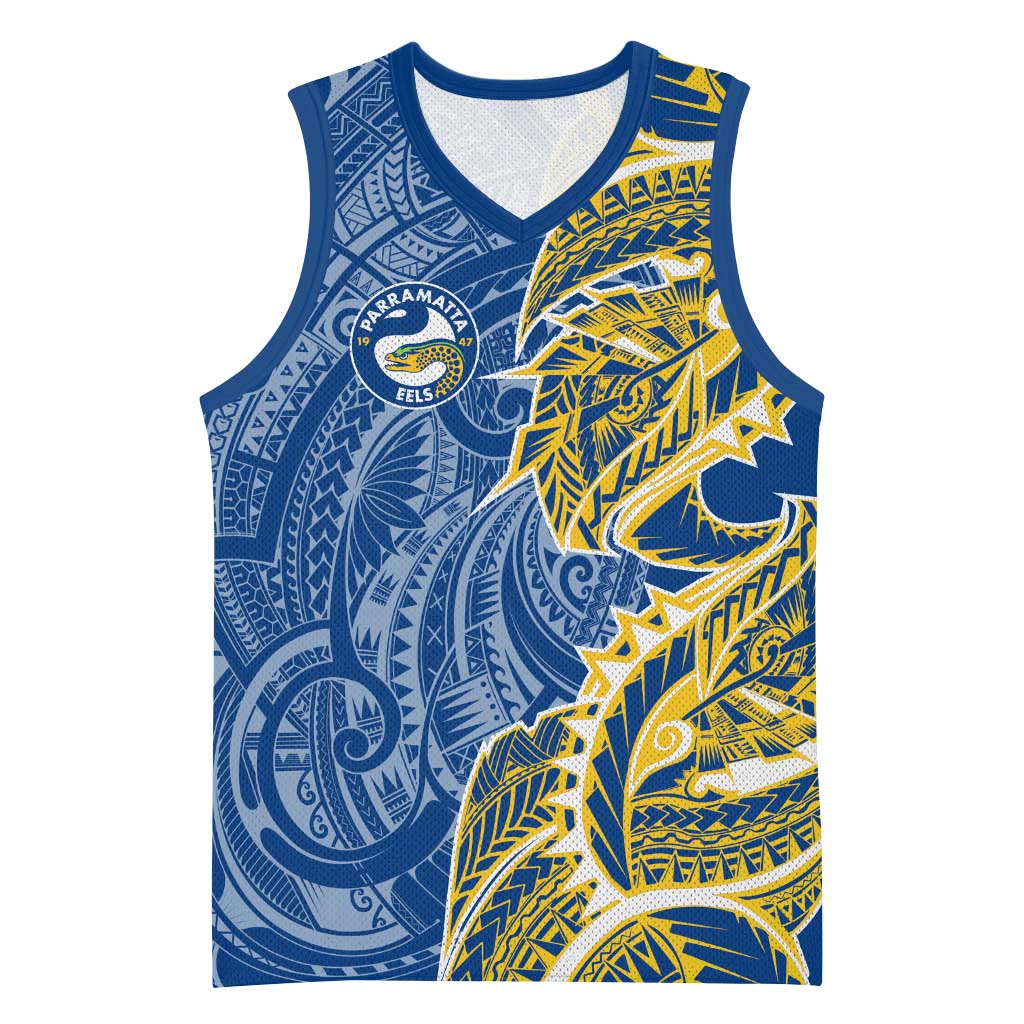 Parramatta Eels Basketball Jersey Polynesian Tribal Tattoo Pacific Sport Art