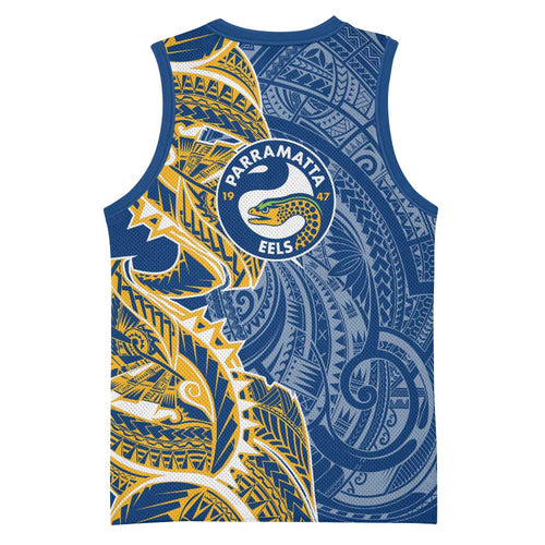 Parramatta Eels Basketball Jersey Polynesian Tribal Tattoo Pacific Sport Art