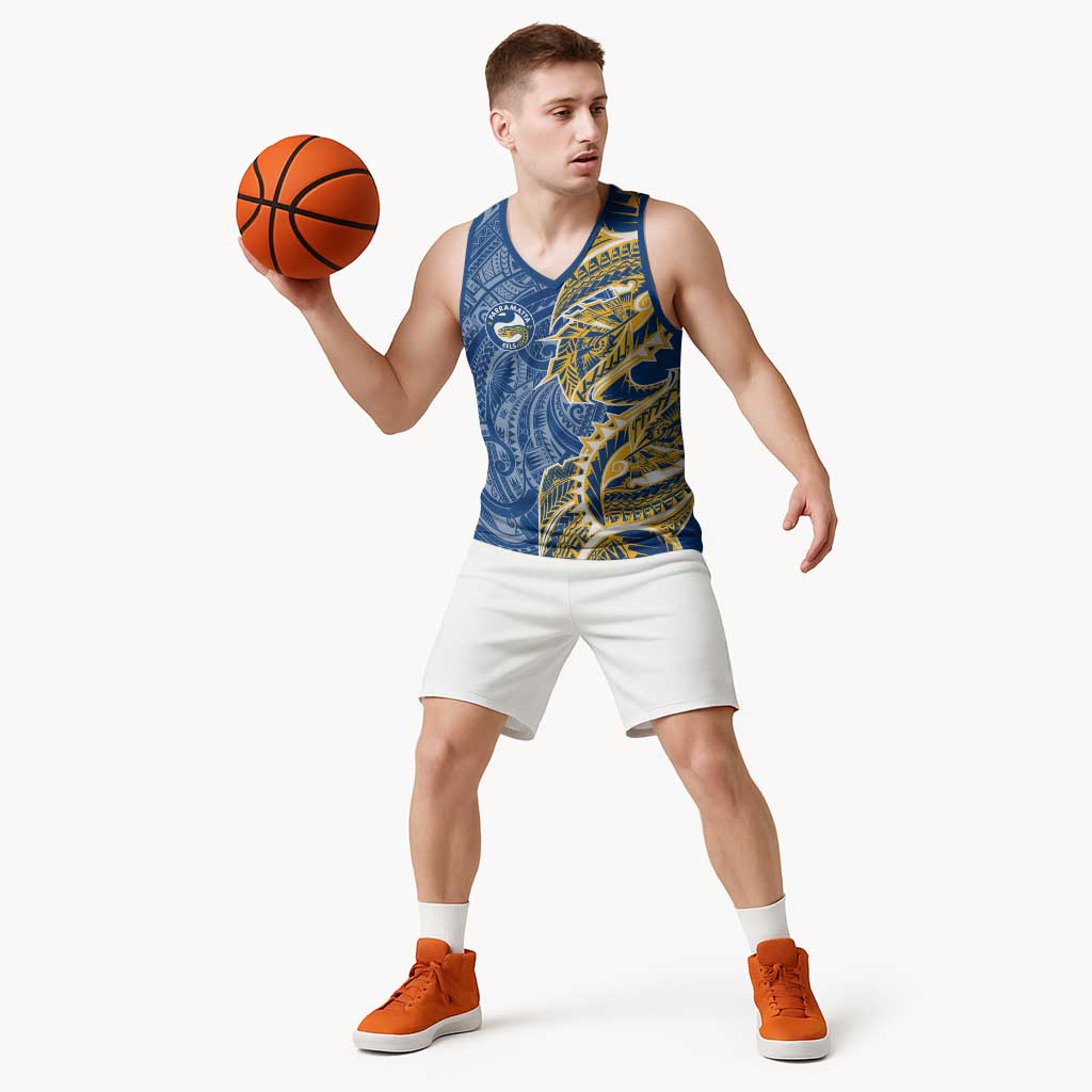 Parramatta Eels Basketball Jersey Polynesian Tribal Tattoo Pacific Sport Art