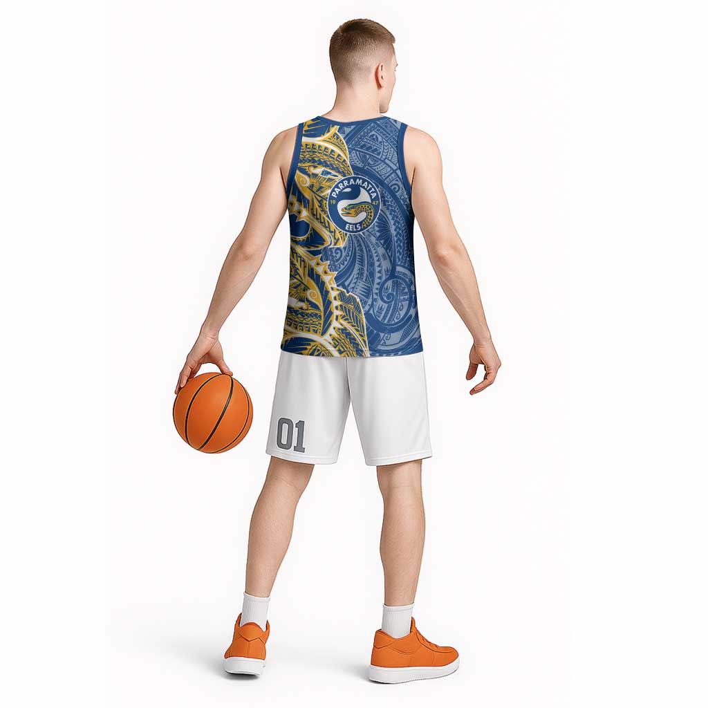 Parramatta Eels Basketball Jersey Polynesian Tribal Tattoo Pacific Sport Art