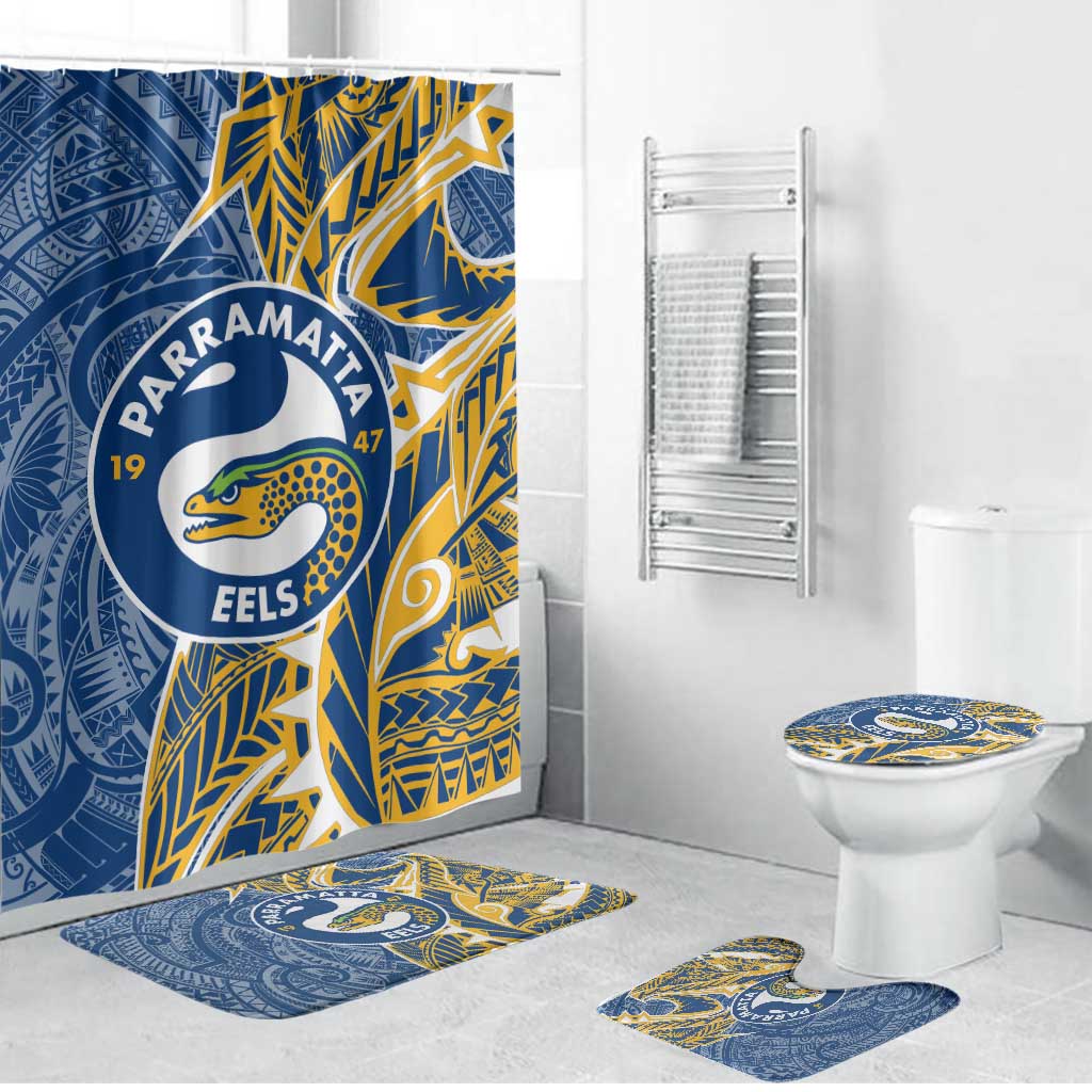 Parramatta Eels Bathroom Set Polynesian Tribal Tattoo Pacific Sport Art