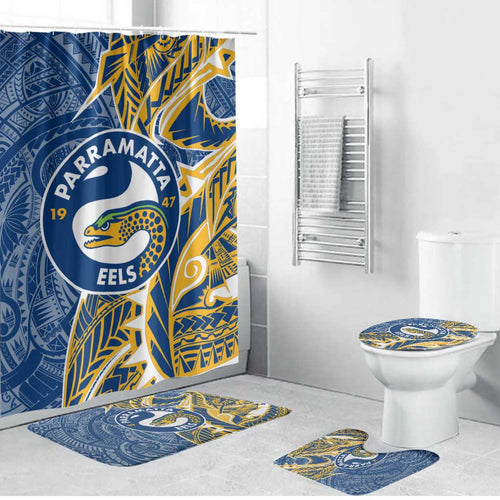 Parramatta Eels Bathroom Set Polynesian Tribal Tattoo Pacific Sport Art