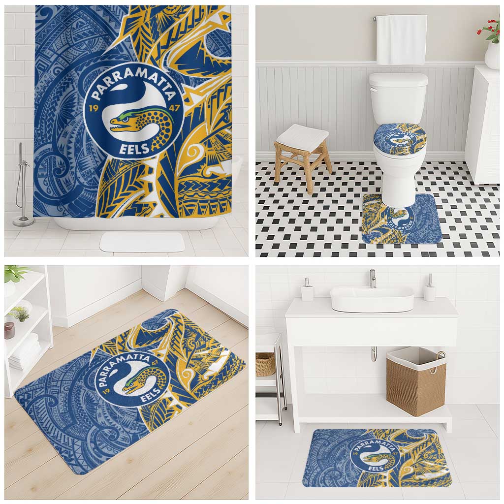 Parramatta Eels Bathroom Set Polynesian Tribal Tattoo Pacific Sport Art