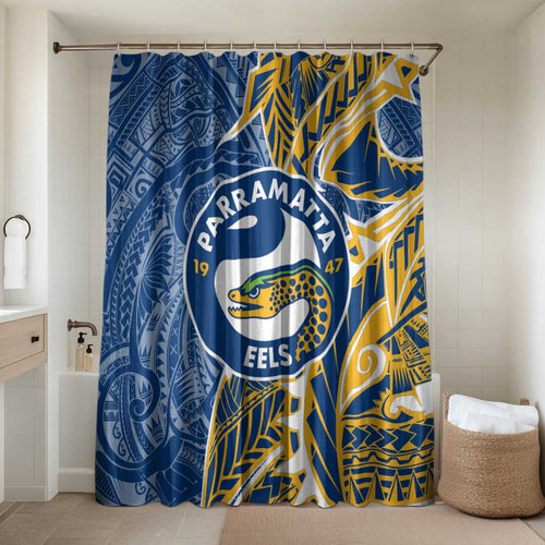 Parramatta Eels Bathroom Set Polynesian Tribal Tattoo Pacific Sport Art
