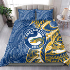 Parramatta Eels Bedding Set Polynesian Tribal Tattoo Pacific Sport Art