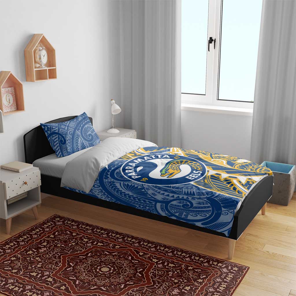 Parramatta Eels Bedding Set Polynesian Tribal Tattoo Pacific Sport Art