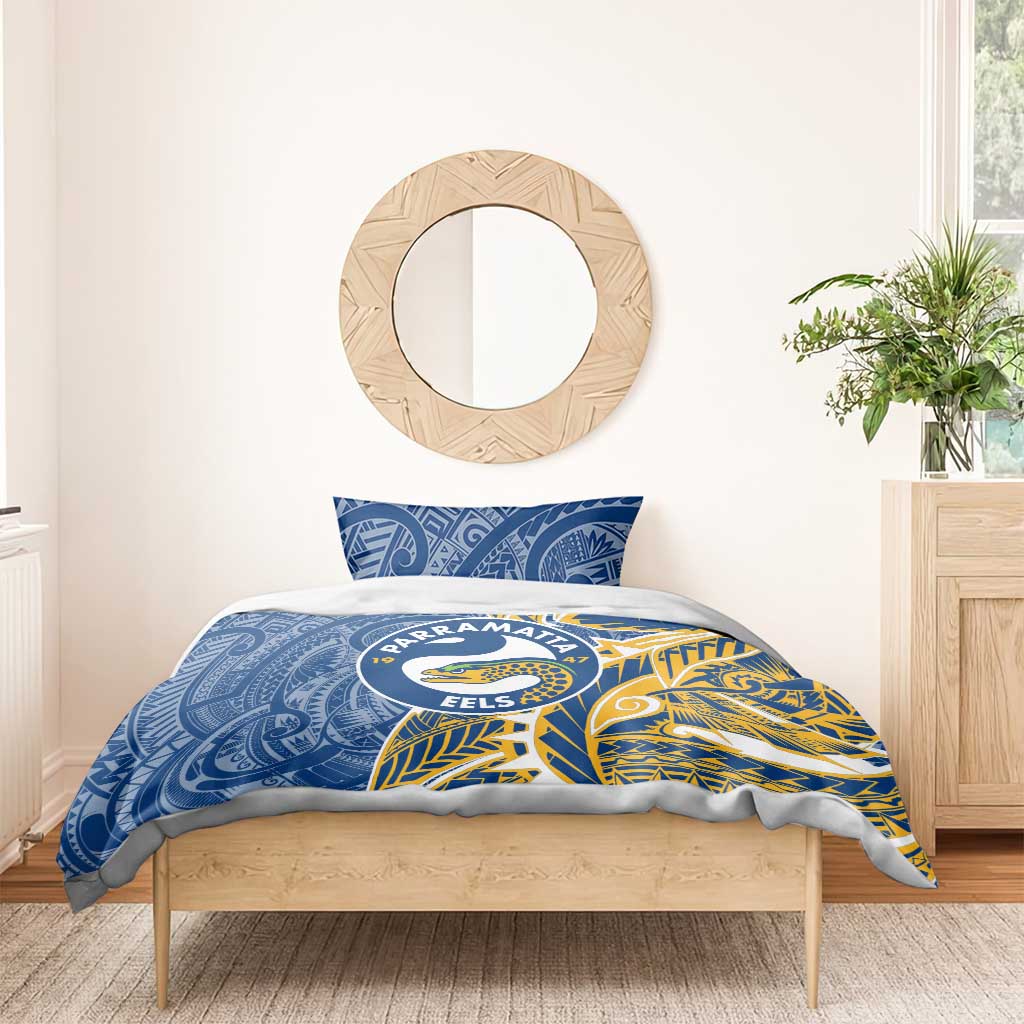 Parramatta Eels Bedding Set Polynesian Tribal Tattoo Pacific Sport Art