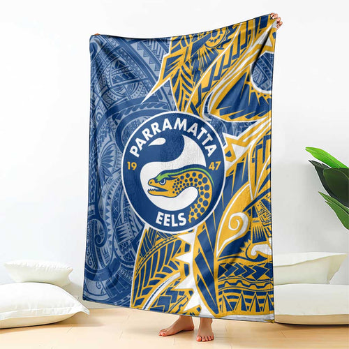 Parramatta Eels Blanket Polynesian Tribal Tattoo Pacific Sport Art