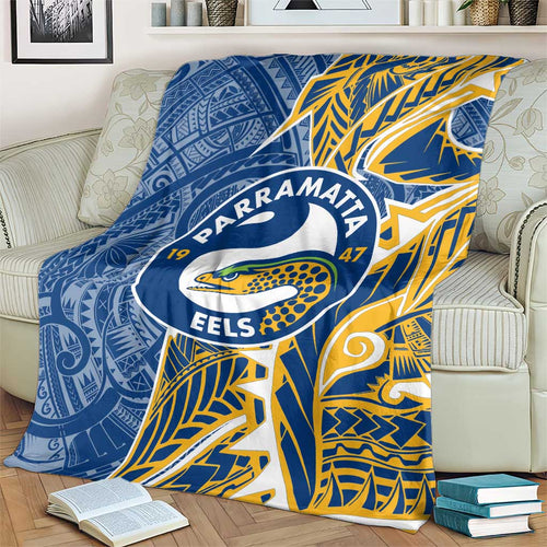 Parramatta Eels Blanket Polynesian Tribal Tattoo Pacific Sport Art