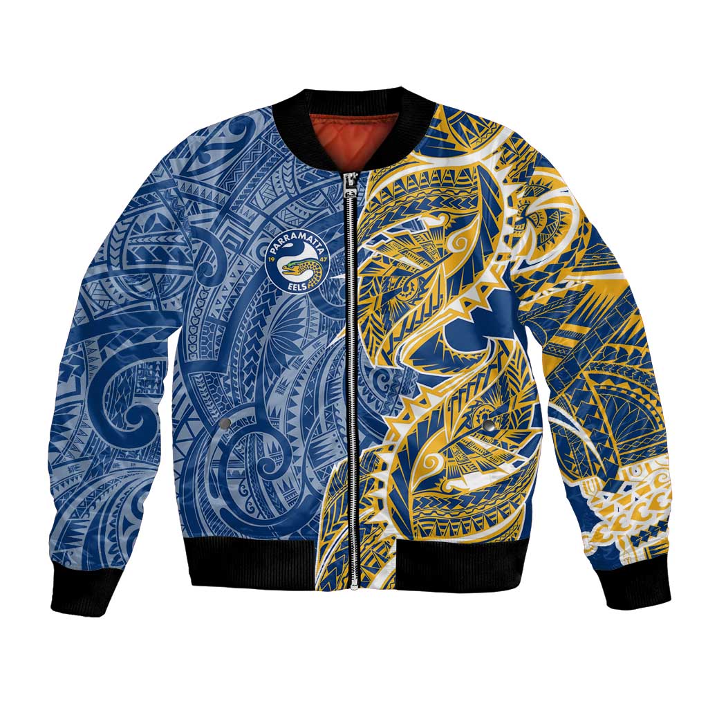 Parramatta Eels Bomber Jacket Polynesian Tribal Tattoo Pacific Sport Art